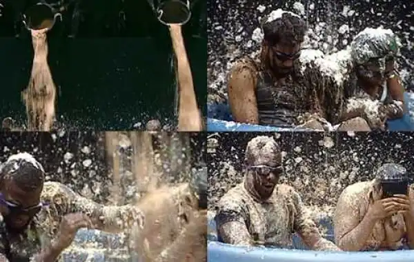 #BBNaija Housemates Strips Down in Bikinis & Shorts for ‘Dark Bath Task’